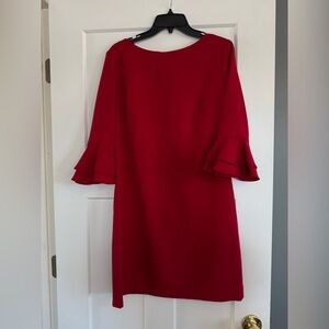 Chic Long Sleeve Red Dress with Ruffle Detail